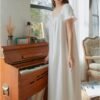 Women's  Nightgowns Sleepshirts Lace Ruffle Princess Nightdress