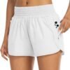 Athletic Shorts for Women with Pockets High Waist Running Workout Shorts Gym Yoga White Summer Shorts