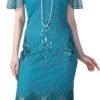 Women's 1920s Dress Sequin Art Deco Flapper Dress with Sleeve
