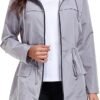 Women Waterproof Raincoat Lightweight Packable Active Outdoor Long Hooded Rain Jacket