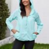 Rain Jacket Women Lightweight Waterproof Windbreaker Jacket Hooded Packable Rain Coats for Women Outdoor Raincoat