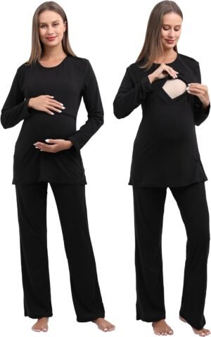 Women Maternity Nursing Pajama Sets Pregnant Lounge Sleepwear Breastfeeding PJs