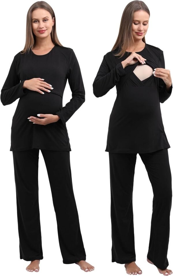 Women Maternity Nursing Pajama Sets Pregnant Lounge Sleepwear Breastfeeding PJs