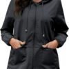 Women's Raincoats Windbreaker Rain Jacket Waterproof Lightweight Outdoor Hooded Trench Coats S-XXL