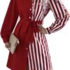 Womens Button Down Shirt Dresses with Belt Button Up Tunics Long Sleeve Blouse Tops