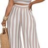2 Piece Outfits for Women Casual Wide Leg Pants Set Outfits Sexy Front Crop Tops High Waist Jumpsuits Set
