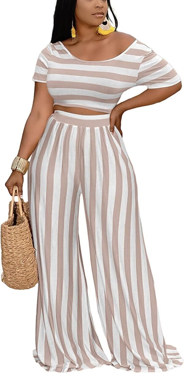 2 Piece Outfits for Women Casual Wide Leg Pants Set Outfits Sexy Front Crop Tops High Waist Jumpsuits Set