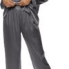 Silk Satin Pajamas Set for Women 2 Piece Soft Long Sleeve Tops & Bottoms Sleepwear Pj Lounge Set S-XXL