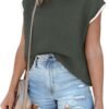 Womens Cap Sleeve Sweater Vest Summer Tops Sleeveless Tank Tops 2024 Trendy Spring Clothes Striped Short Sleeve Shirts