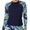 Women 2 Piece Rash Guard Long Sleeve Swimsuits Swim Shirt with Shorts Set Sun Protection UPF 50+ Surf Bathing Suits