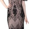 Women's 1920s Dress Sequin Art Deco Flapper Dress with Sleeve