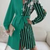 Womens Button Down Shirt Dresses with Belt Button Up Tunics Long Sleeve Blouse Tops