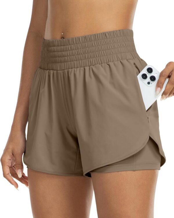 Womens High Waist Running Shorts Athletic Workout Quick Dry Shorts for Women with Pockets Gym Yoga White Summer Shorts