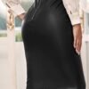 Solid Color High Waist Skirt, Elegant Skinny Zipper Back Skirt For Every Day, Women's Clothing