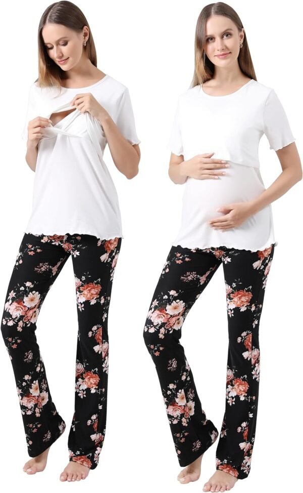 Women Maternity Nursing Pajama Sets Pregnant Lounge Sleepwear Breastfeeding PJs