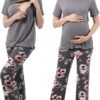Women Maternity Nursing Pajama Sets Pregnant Lounge Sleepwear Breastfeeding PJs
