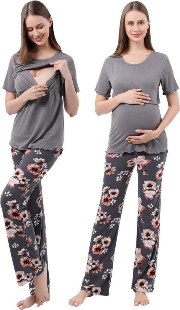 Women Maternity Nursing Pajama Sets Pregnant Lounge Sleepwear Breastfeeding PJs