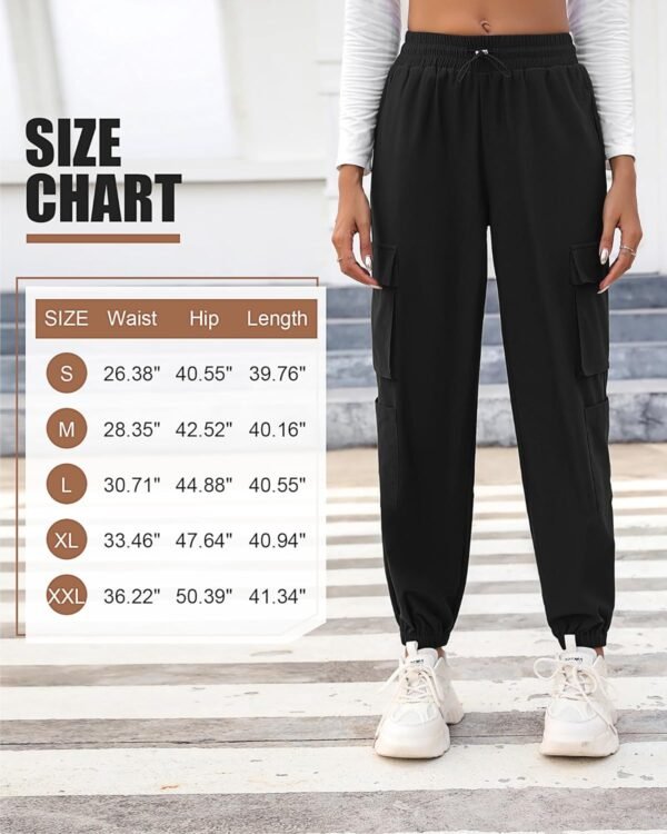 2 Pcs Women's Cargo Pants High Waisted Hiking Joggers Pants with Pockets Elastic Waist Casual Travel Pants