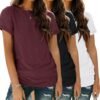 Womens 3 Pack T Shirts Basic Short Sleeve Tees Crewneck Fashion Tops Loose Fit Lightweight Casual Summer Clothes 2024