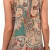 Women's Tropical Paisley Print Halter Blouse Sleeveless Boho Shirt Tops Button Back Vacation Tops
