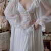 Women Nightgown Nightdress Nightwear Sleepwear Lingerie With Robe Set