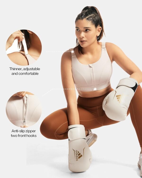 Adjustable High Impact Sports Bras for Women Zip Front Full Coverage and Lift Padded Compression Tops