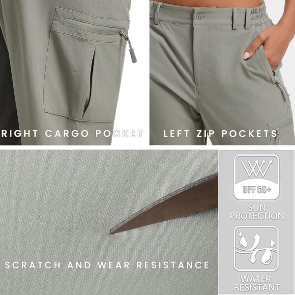 Women's Hiking Cargo Pants Lightweight Water Resistant Quick Dry Outdoor Athletic Pants with 4 Zipper Pockets