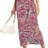 Women’s Maxi Skirt High Waist Wrap Pencil Long Skirts for Women Slim Boho Draped Front Bodycon Dresses