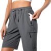 Women's Lightweight Hiking Cargo Shorts Quick Dry Athletic Shorts for Camping Travel Golf with Zipper Pockets Water Resistant