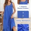 Women's Nightgown Sleeveless Sleepwear Wide Strap Sleep Shirt Pleated Scoopneck Nightshirt