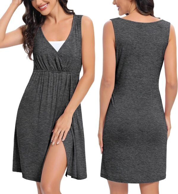 Womens Maternity Set Nursing Nightgown and Robe Set 3 in 1 Labor Delivery Nursing Gown Breastfeeding Robe Set