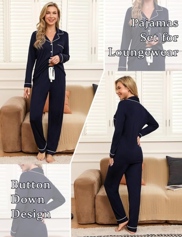Pajamas Set Long Sleeve Womens Button Down Sleepwear Two Piece Nightwear Soft Pj Lounge Sets S-XXL