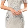 Women's 1920s Dress Sequin Art Deco Flapper Dress with Sleeve