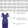Women's 1920s Dress Sequin Art Deco Flapper Dress with Sleeve