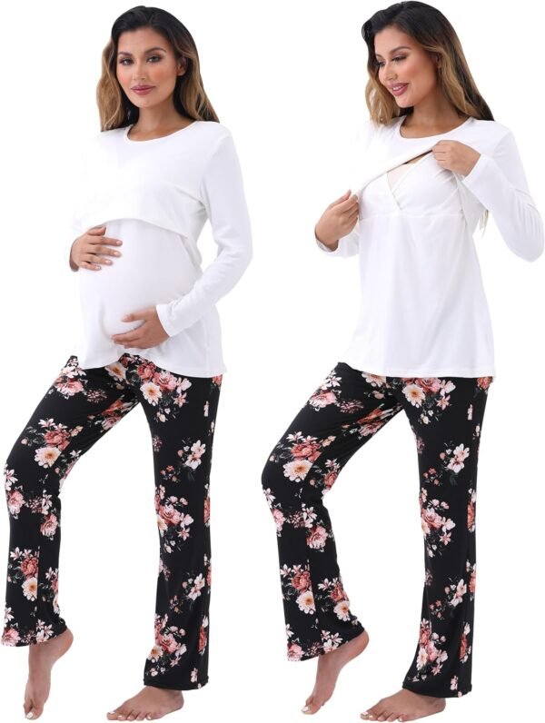 Women Maternity Nursing Pajama Sets Pregnant Lounge Sleepwear Breastfeeding PJs