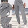 2 Pcs Women's Cargo Pants High Waisted Hiking Joggers Pants with Pockets Elastic Waist Casual Travel Pants