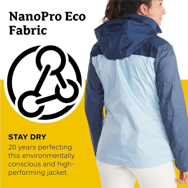 MARMOT Women's Precip Eco Jacket | Classic, Breathable, Waterproof, Tide Blue/Arctic Navy/Storm, Medium