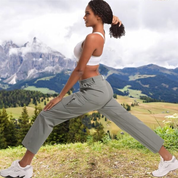 Women's Hiking Cargo Pants Lightweight Water Resistant Quick Dry Outdoor Athletic Pants with 4 Zipper Pockets