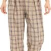 Women's Casual Striped High Waisted Wide Leg Pants Elastic Waist Loose Fit Trousers
