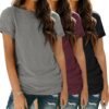 Womens 3 Pack T Shirts Basic Short Sleeve Tees Crewneck Fashion Tops Loose Fit Lightweight Casual Summer Clothes 2024
