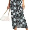Women’s Maxi Skirt High Waist Wrap Pencil Long Skirts for Women Slim Boho Draped Front Bodycon Dresses