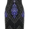 Women's 1920s Dress Sequin Art Deco Flapper Dress with Sleeve
