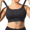 Adjustable High Impact Sports Bras for Women Zip Front Full Coverage and Lift Padded Compression Tops