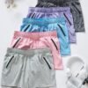 5 Pack: Womens Workout Gym Shorts Casual Lounge Set, Ladies Active Athletic Apparel with Zipper Pockets