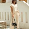2 Piece Outfits for Women Sweater Sets Knit Vest Tops Elastic Waisted Pants