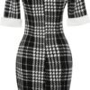 Women's Slim Fit Plaid Floral Printed Half Sleeve Formal Body-con Dress Pencil Dresses SK276