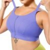 Adjustable High Impact Sports Bras for Women Zip Front Full Coverage and Lift Padded Compression Tops