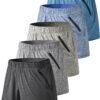 5 Pack: Womens Workout Gym Shorts Casual Lounge Set, Ladies Active Athletic Apparel with Zipper Pockets