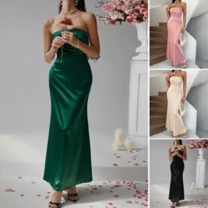 French-Style Sexy Slim-Fit Strapless Evening Gown – Long Dress