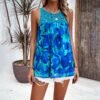 2024 Spring/Summer Casual Sleeveless Round-Neck Floral Print Blouse